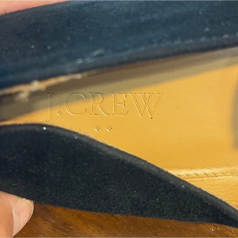 J. Crew Factory Black Suede Smoking Loafers Dark Academia Business Casual Size 8